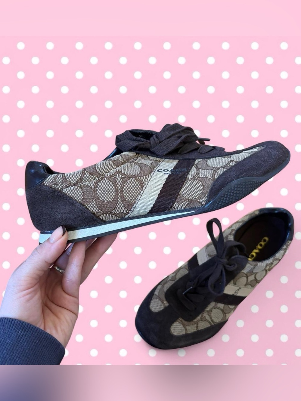 Coach Signature Runner Sneakers in Brown and Beige
